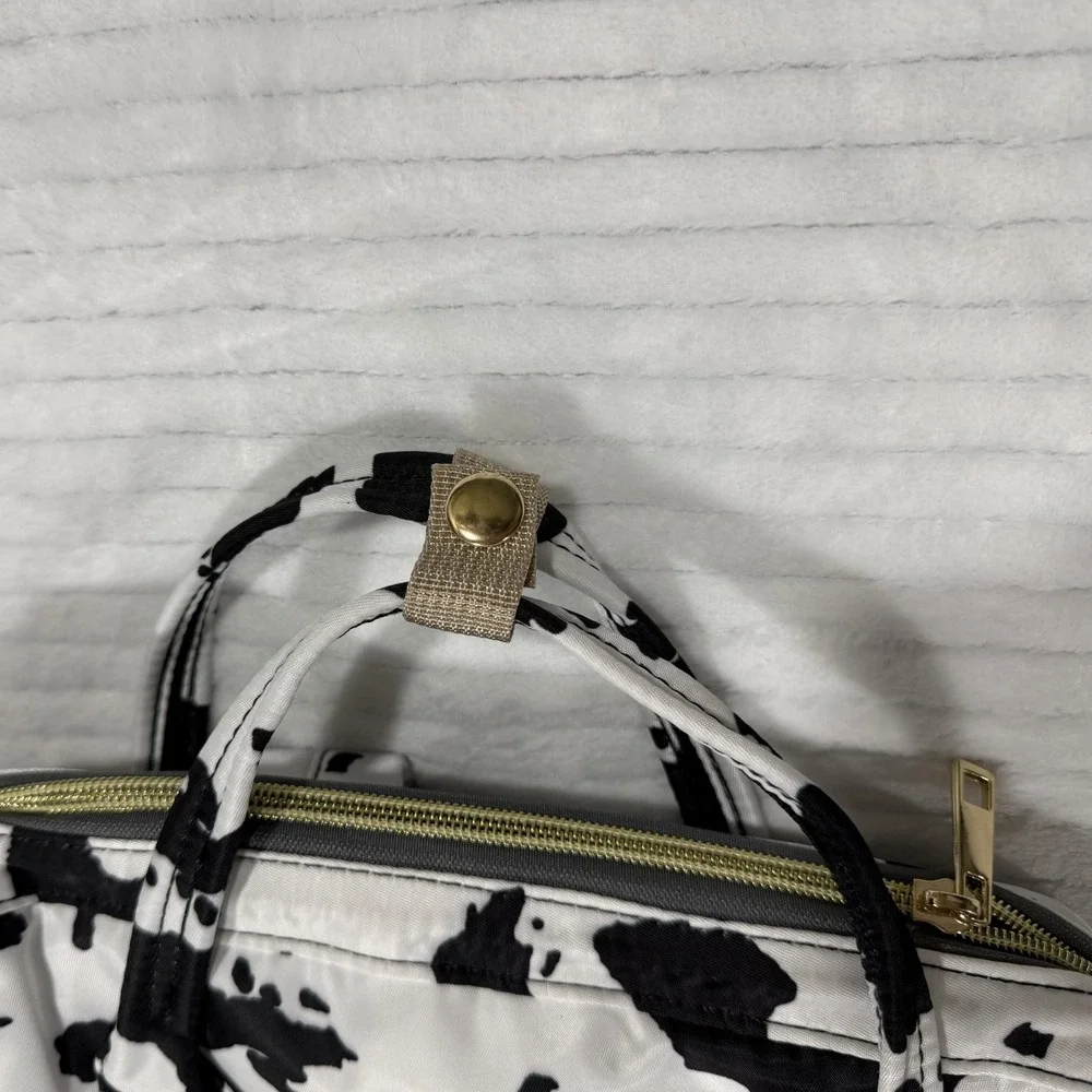 Cow Print Diaper Bag Backpack Black White Baby Bag‎ Travel Backpack Multi Pocket